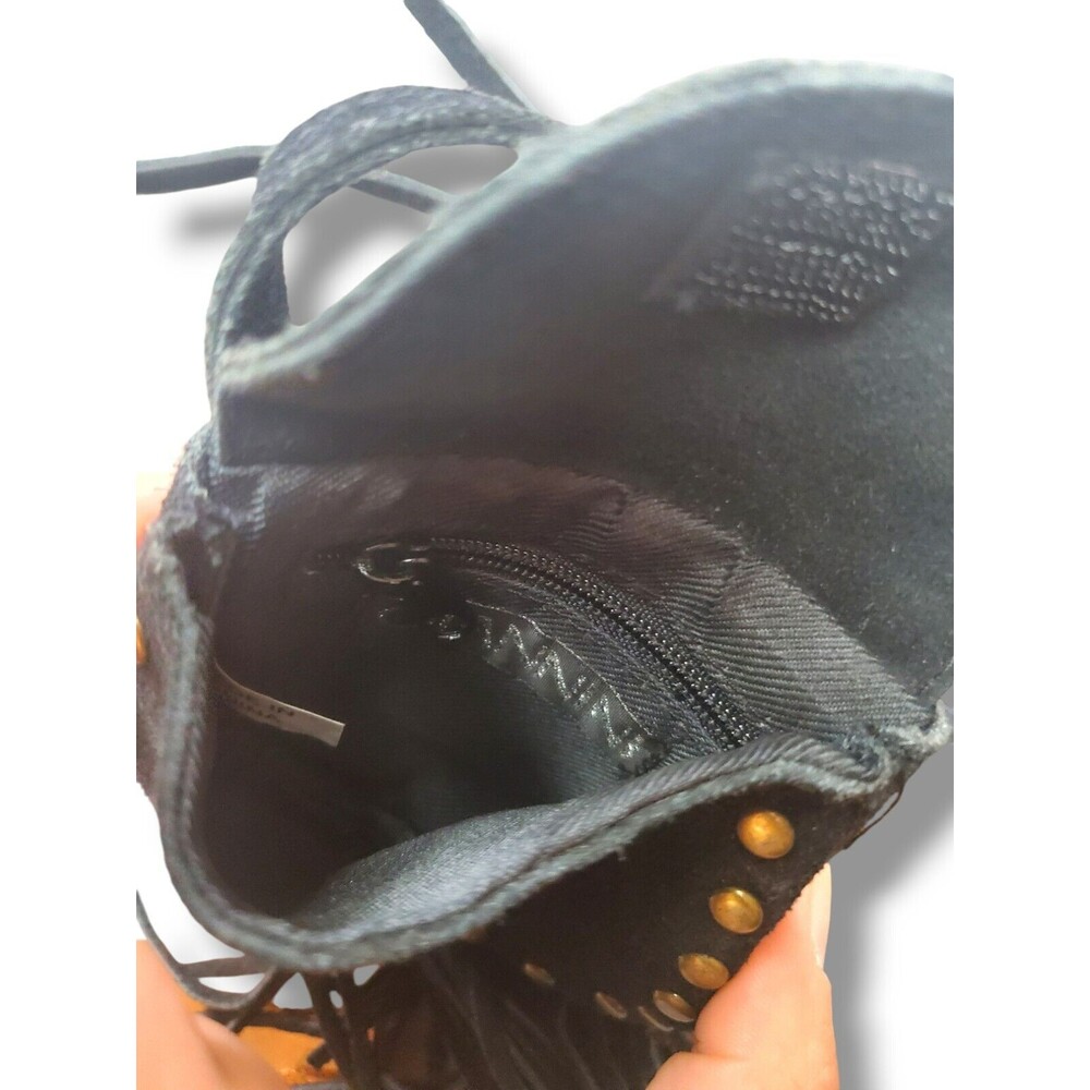 Vintage Gianni Black Vegan Suede Fringe MicroMini Shoulder Crossbody Western Bag - Picture 13 of 16